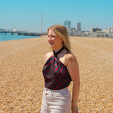 Silk Scarf Square (Navy and Maroon)